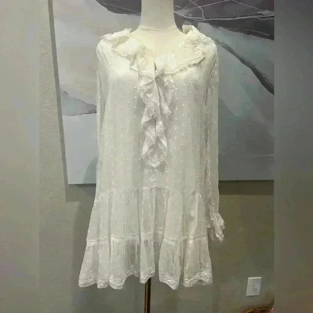 By Anthropologie Long-Sleeve V-Neck
Ruffled Tunic Dress Size Small - Picture 6 of 13